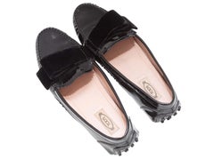 Mocassins de conduite Tod's en cuir verni noir, taille 39,5