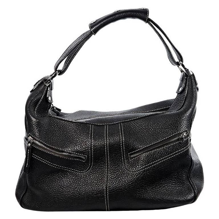 Black Tod's Pebbled Leather Shoulder Bag