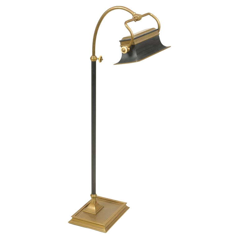 Black Tôle and Brass Floor Lamp For Sale at 1stDibs
