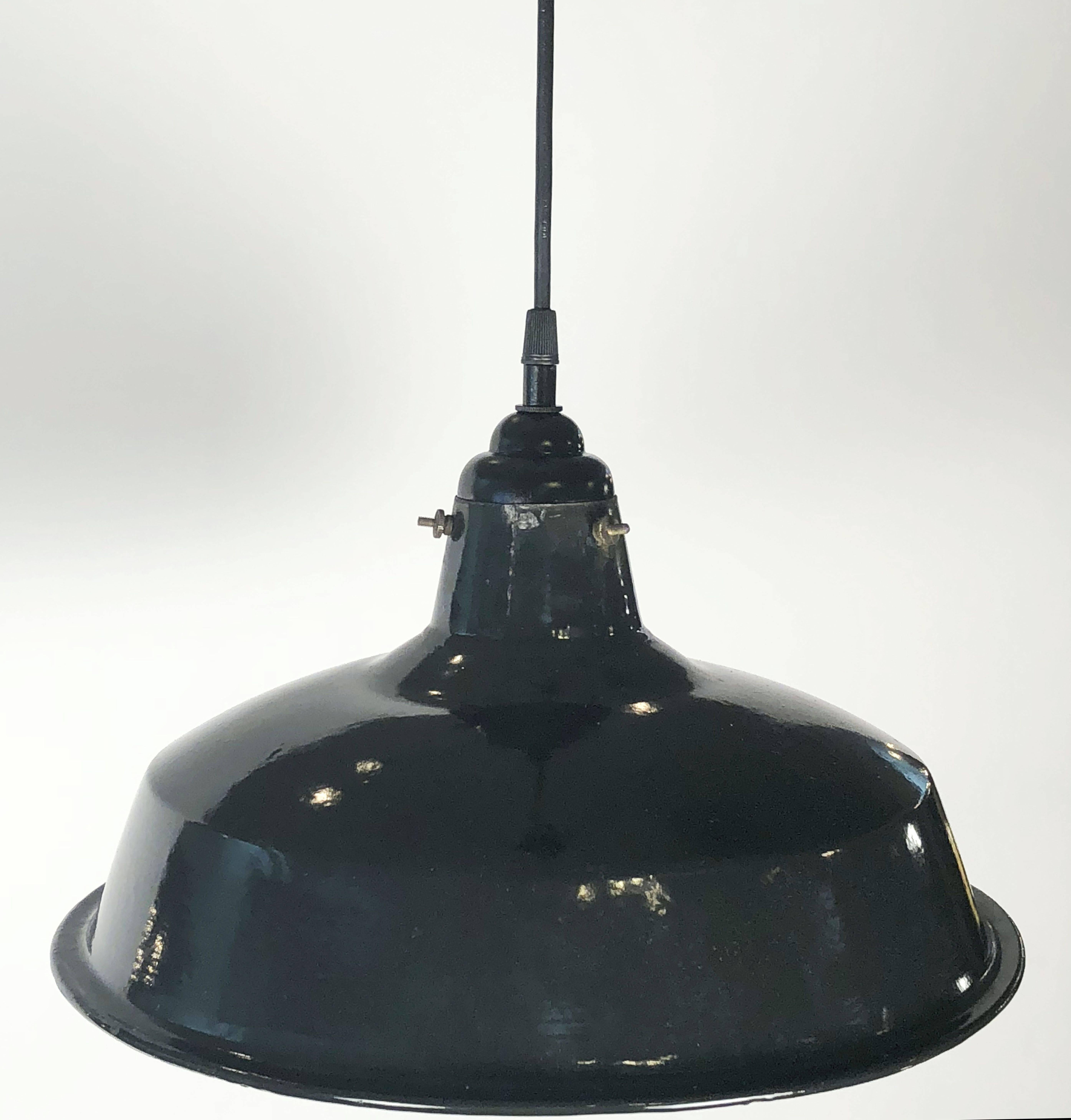 Metal Black Tole Industrial Hanging Lamps or Lanterns from England (14 1/4
