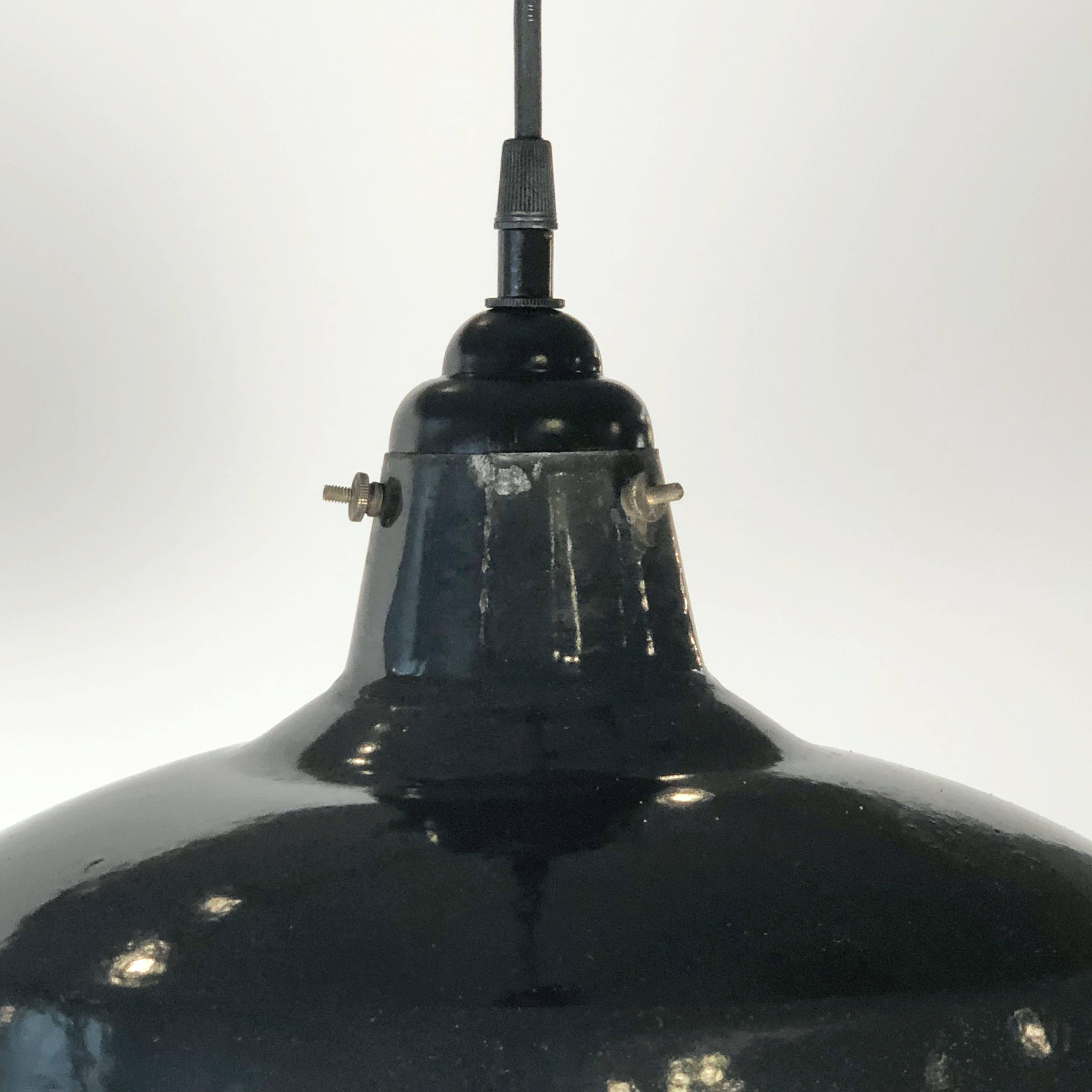Black Tole Industrial Hanging Lamps or Lanterns from England (14 1/4