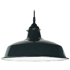 Black Tole Industrial Hanging Lamps or Lanterns from England (14 1/4" Diameter)