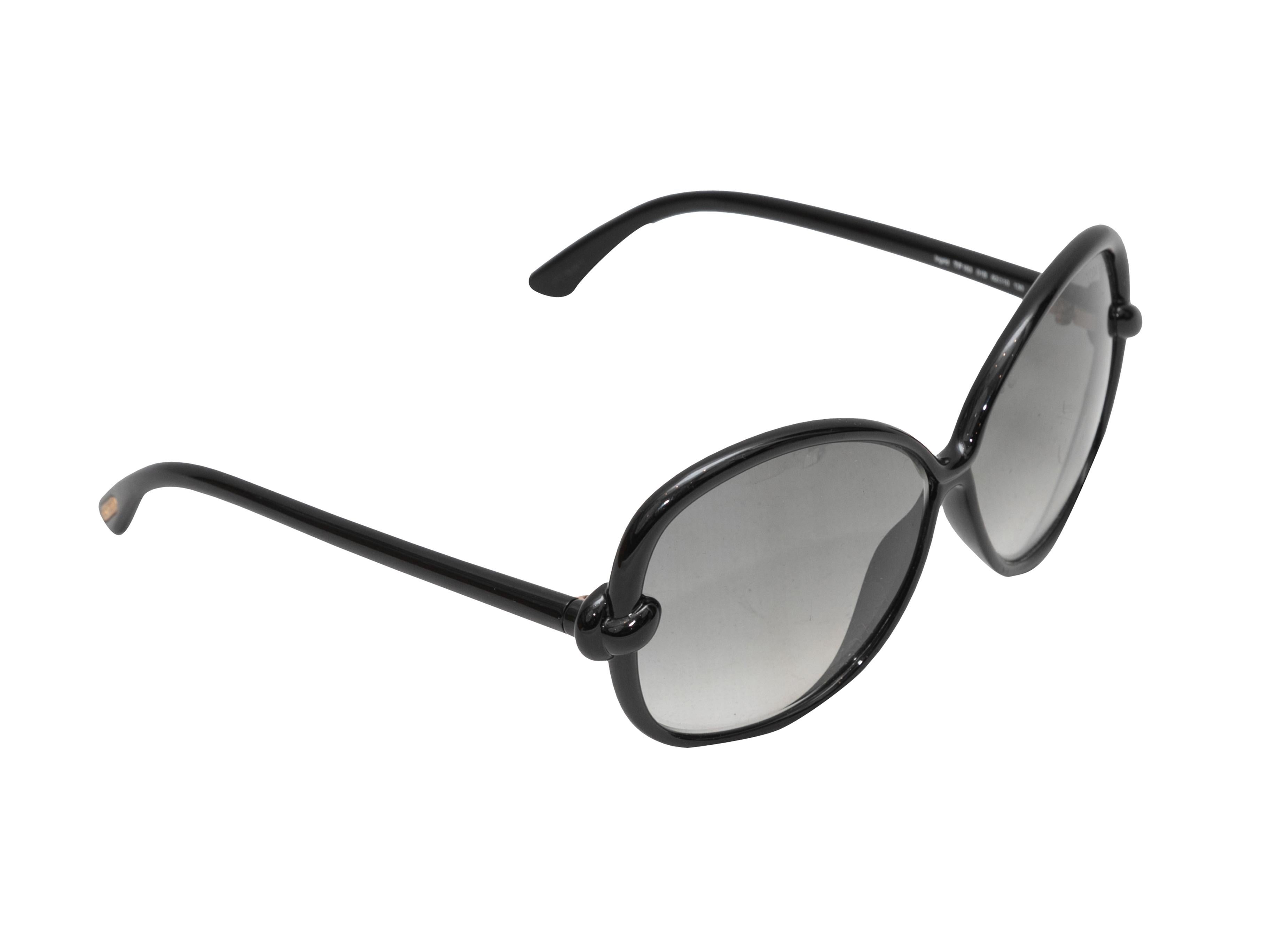 Black acetate oversized Sonja sunglasses by Tom Ford. Grey tinted lenses. 2.5