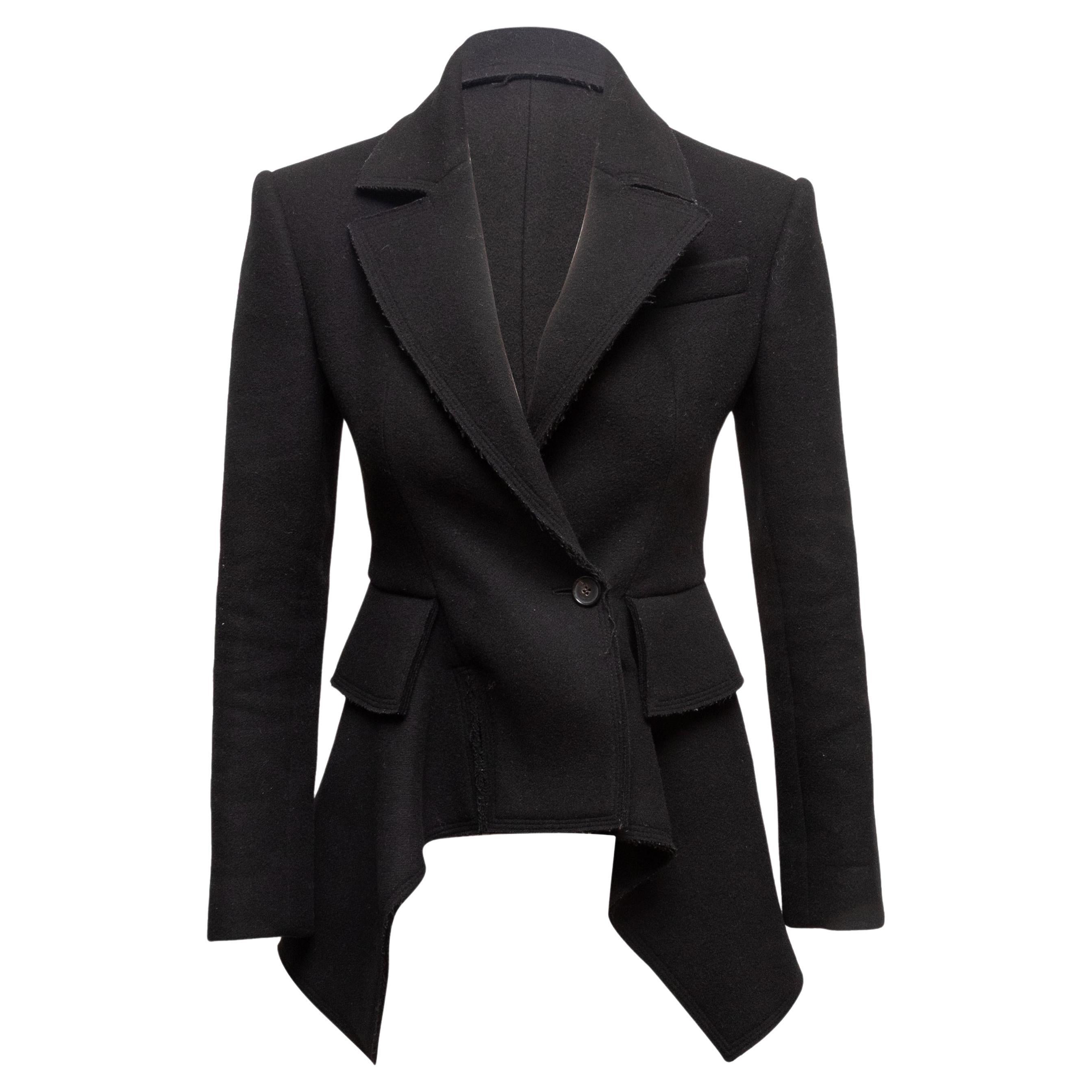 Black Tom Ford Virgin Wool & Cashmere-Blend Peplum Blazer Size IT 36