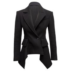 Black Tom Ford Virgin Wool 
Cashmere-Blend Peplum Blazer Size IT 36
