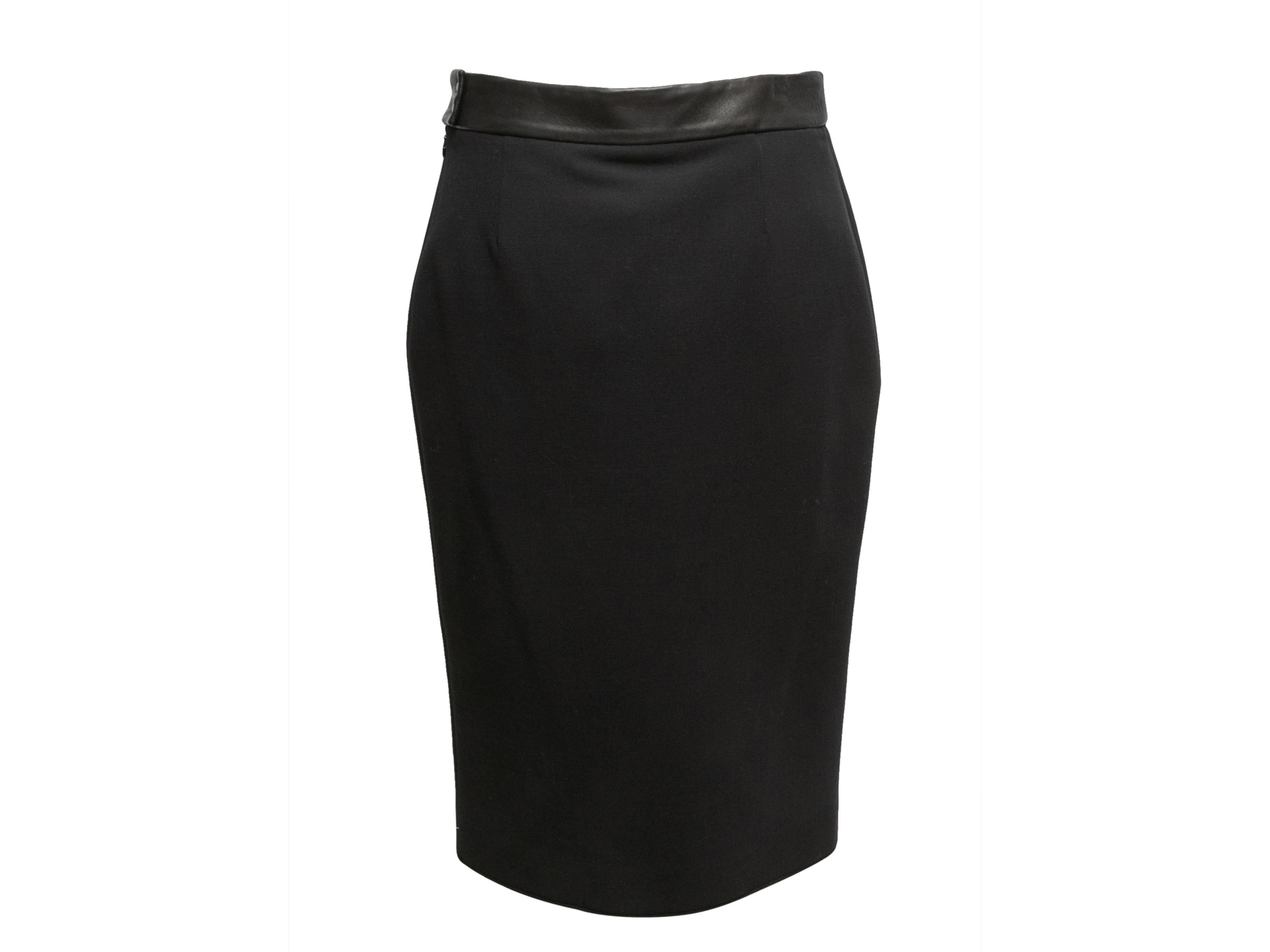 Noir Tom Ford - Jupe crayon noire en laine vierge et cuir, taille IT 42