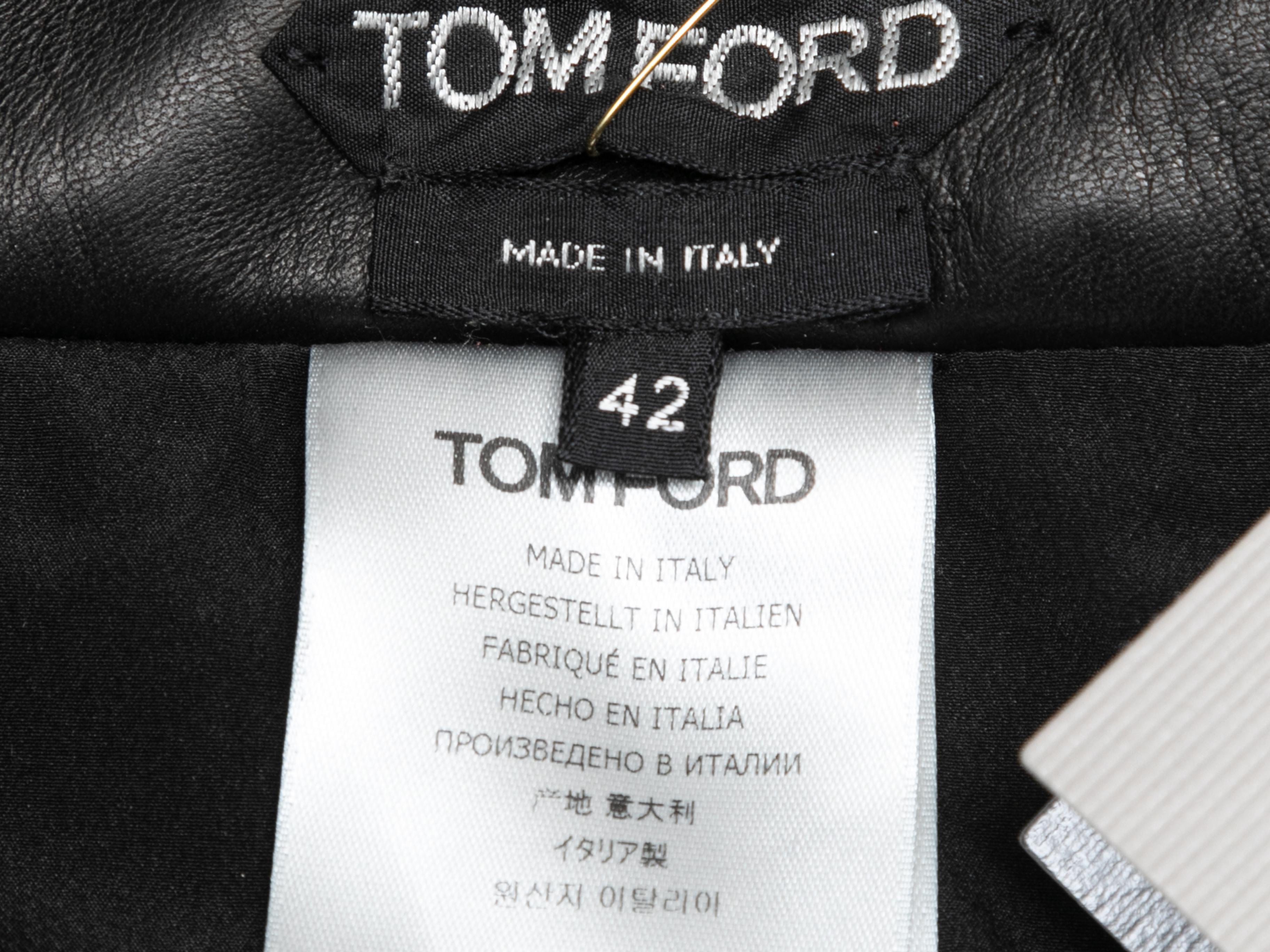 Tom Ford - Jupe crayon noire en laine vierge et cuir, taille IT 42 Bon état à New York, NY
