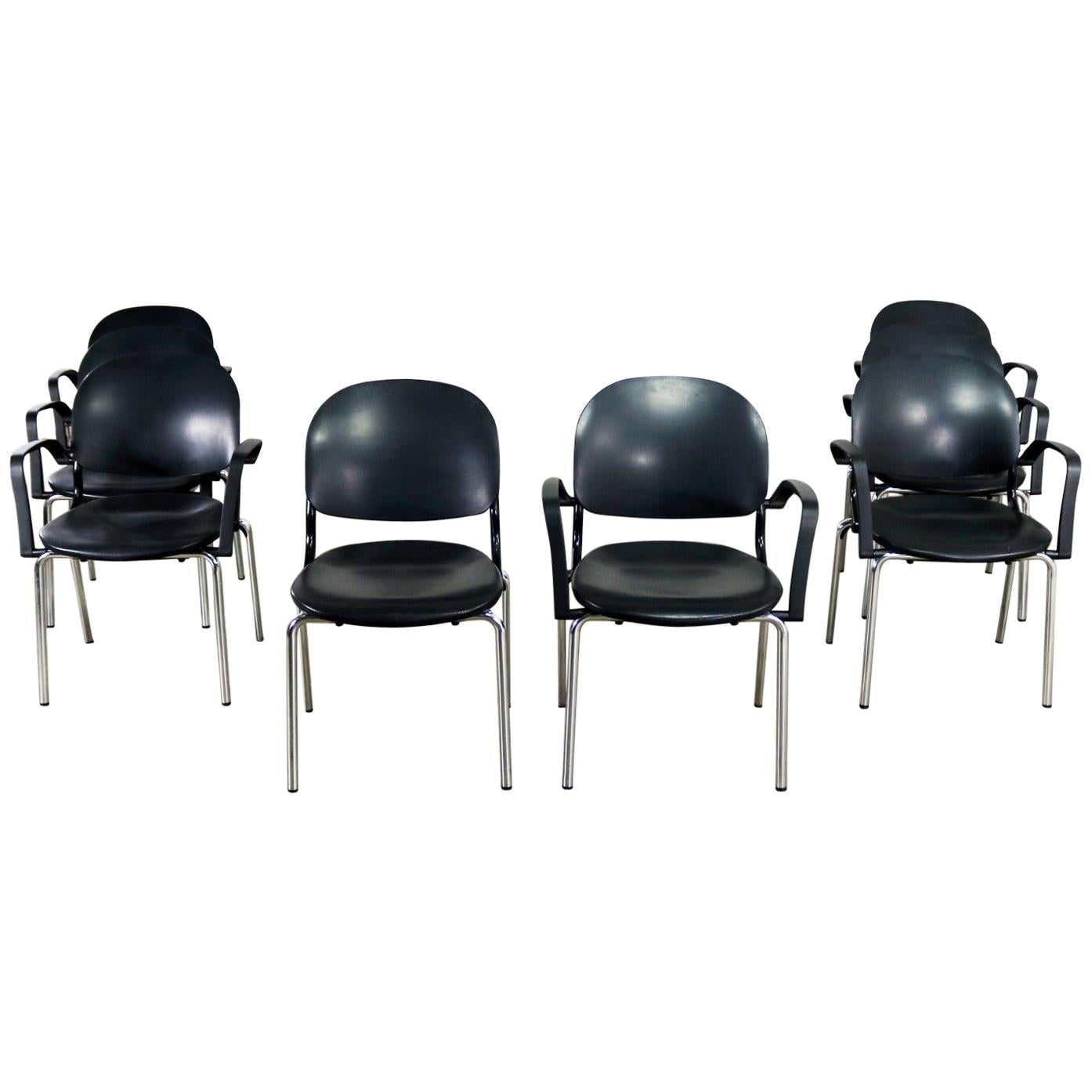 Black Torsion Chairs by Giancarlo Piretti for Ki Set of Eight