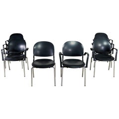 Ensemble de huit chaises torsion noires de Giancarlo Piretti pour Ki