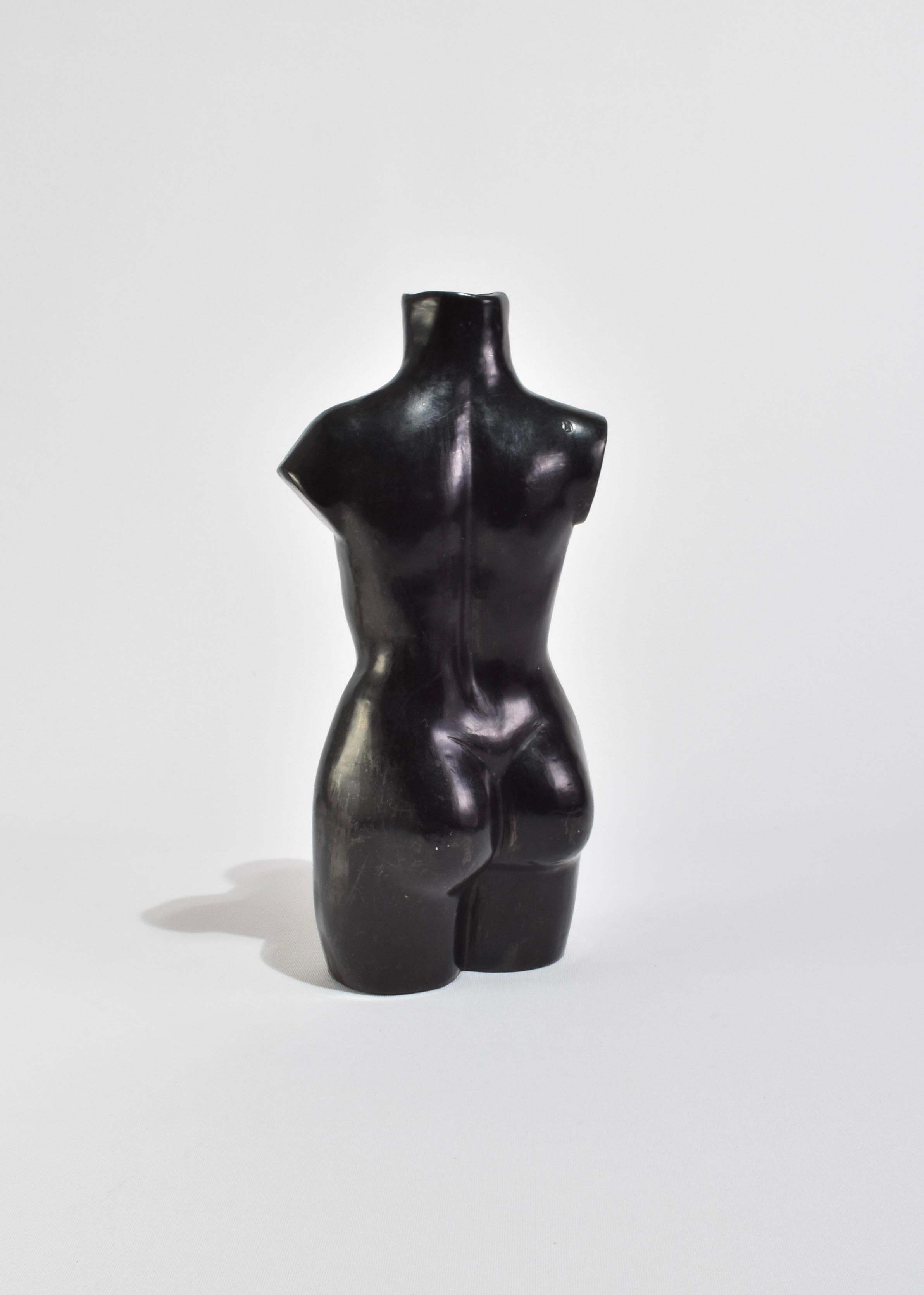 Hand-Crafted Black Torso Vase