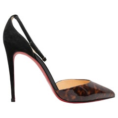 Black & Tortoiseshell Christian Louboutin Suede & Patent Pointed-Toe Pumps Size