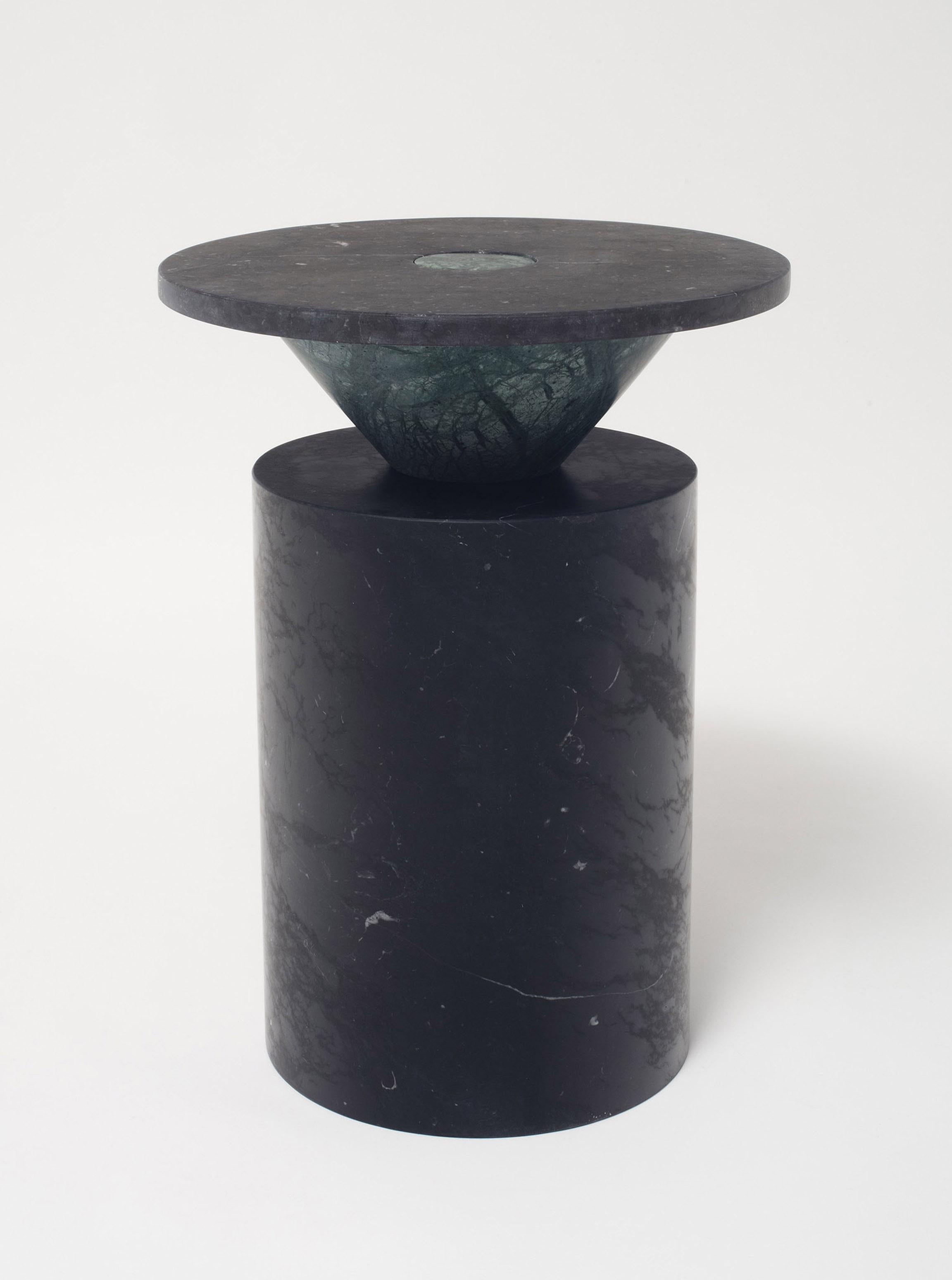 Black Totem coffee table, limited edition by Karen Chekerdjian
Dimensions: 42 x 42 x 62 cm
Materials: Nero Marquinia, Verde Imperiale

Karen’s trajectory into designing was unsystematic, comprised of a combination of practical experience in