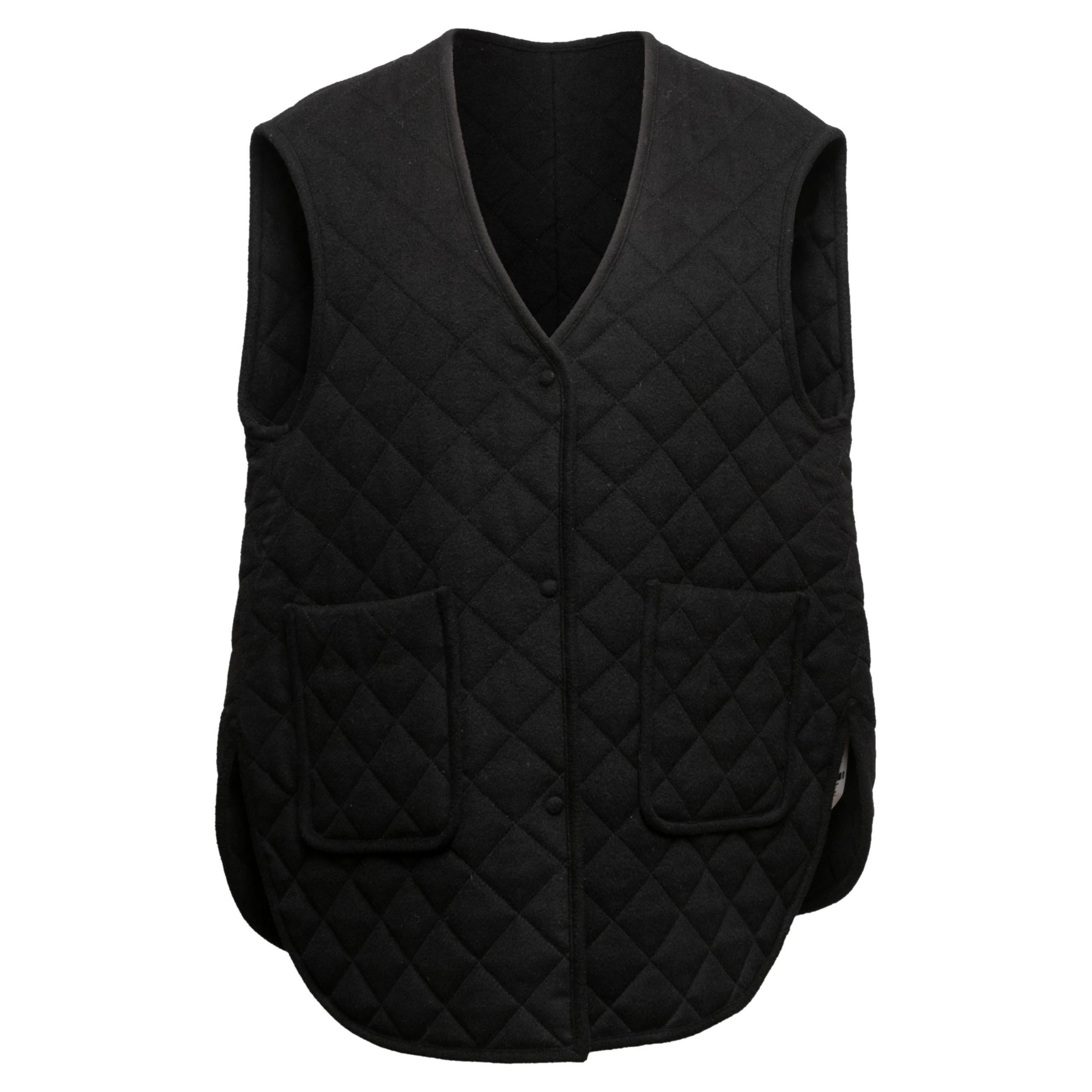 Black Toteme Quilted Wool Oversized Vest Size US XXS For Sale