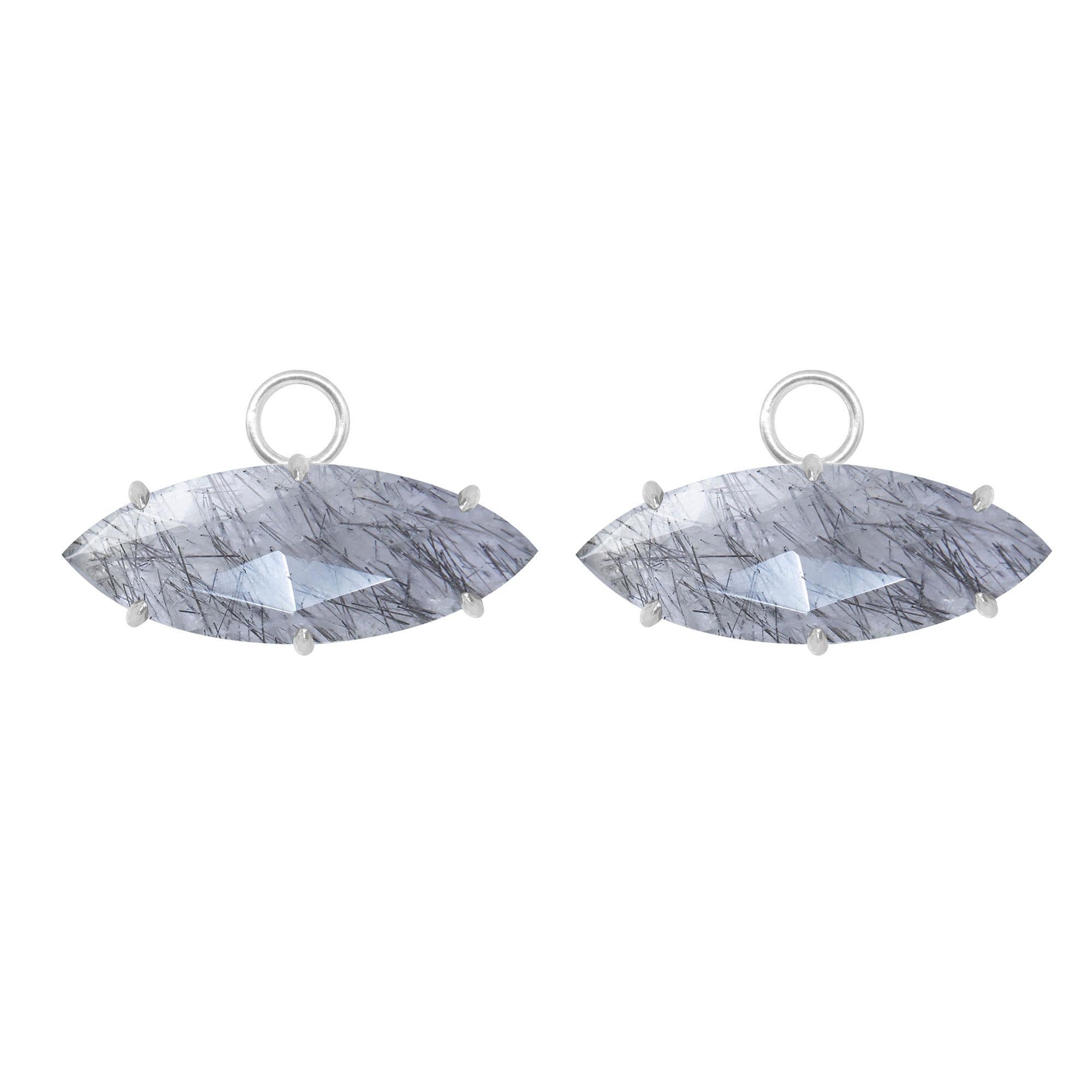 Black Tourmalinated Quartz Convertible Earrings In New Condition In Denver, CO