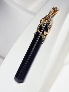 Black Tourmaline crystal necklace gold Amulet raw schorl
