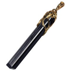Black Tourmaline crystal necklace gold Amulet raw schorl