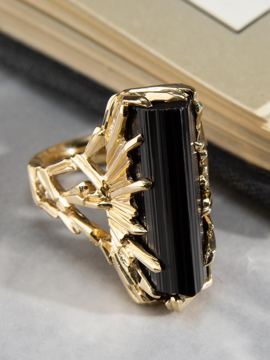 black tourmaline ring gold