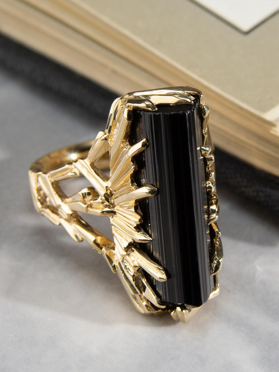 black tourmaline gold ring