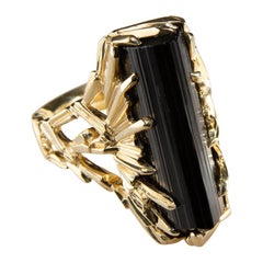 Bague en cristal de tourmaline noire Or Unique en son genre Bague Schorl