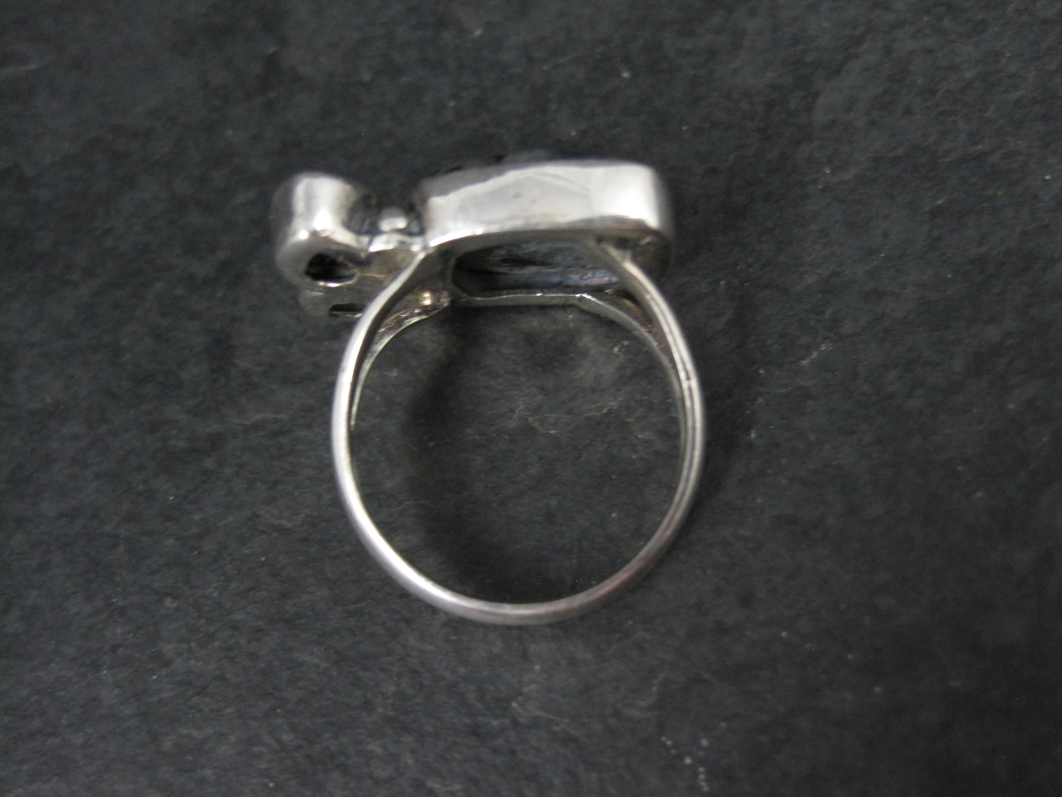 Donna Anello con tormalina nera, diamante di Herkimer e astrofillite misura 8 in vendita