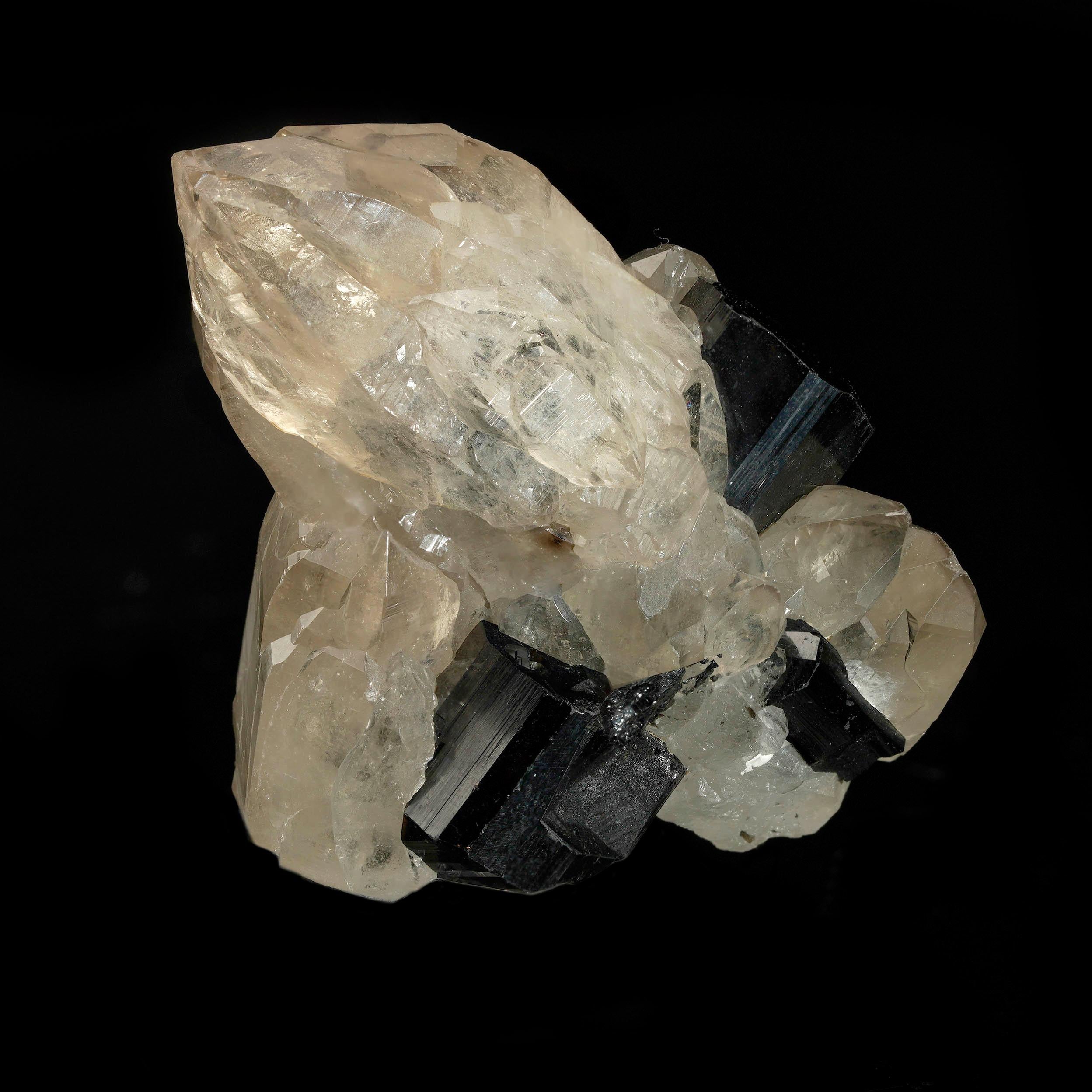 Brazilian Black Tourmaline in Smoky Quartz - 135g For Sale