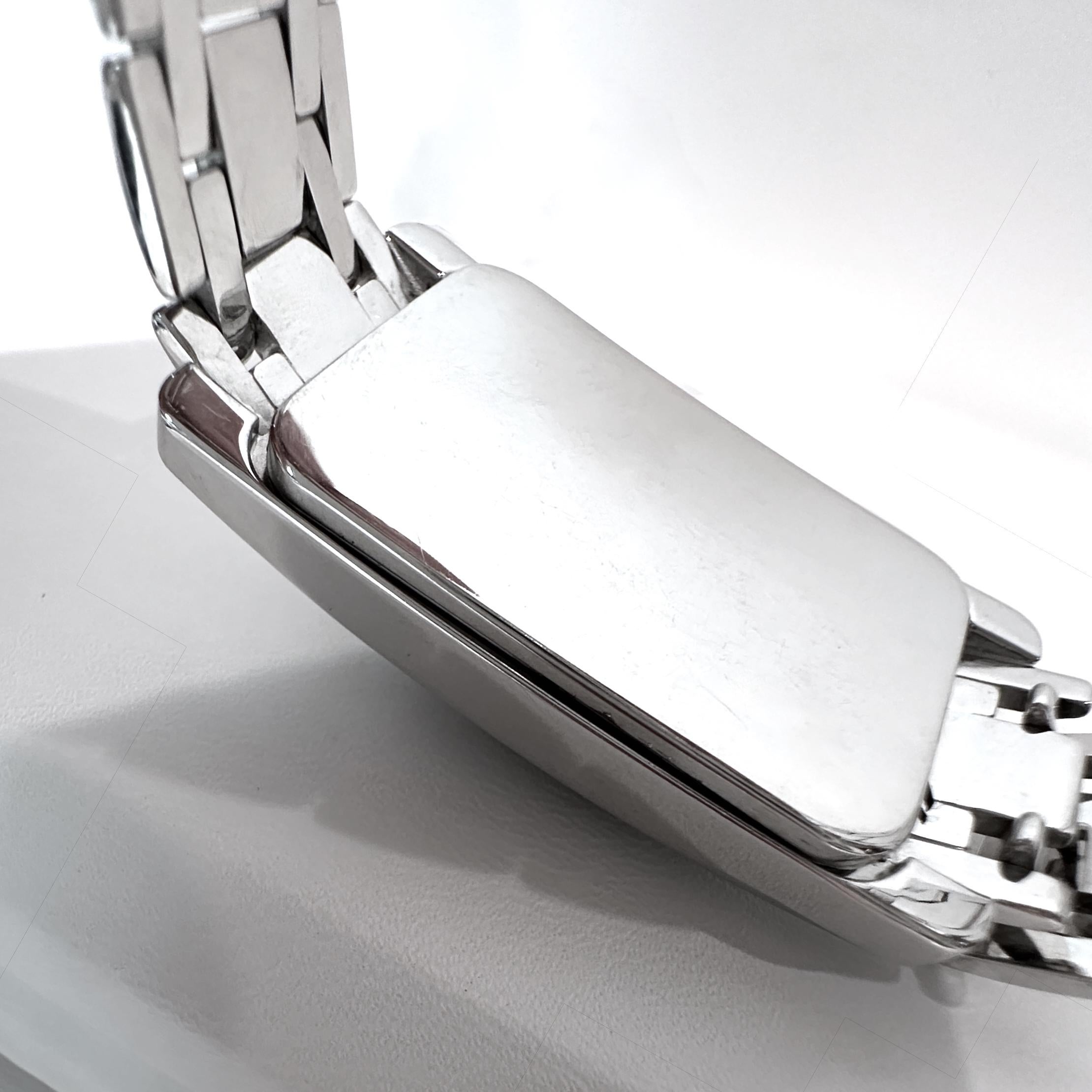 Black Tourmaline Set in 14K White Gold & Diamond Tank Watch Conversion Bracelet in vendita 6