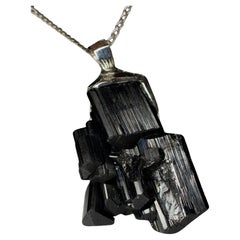 Black Tourmaline silver pendant crystal protection necklace gift for male friend