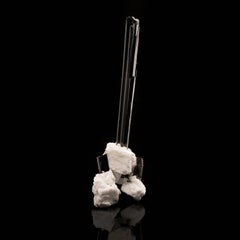 Black Tourmaline With Albite on Custom Stand