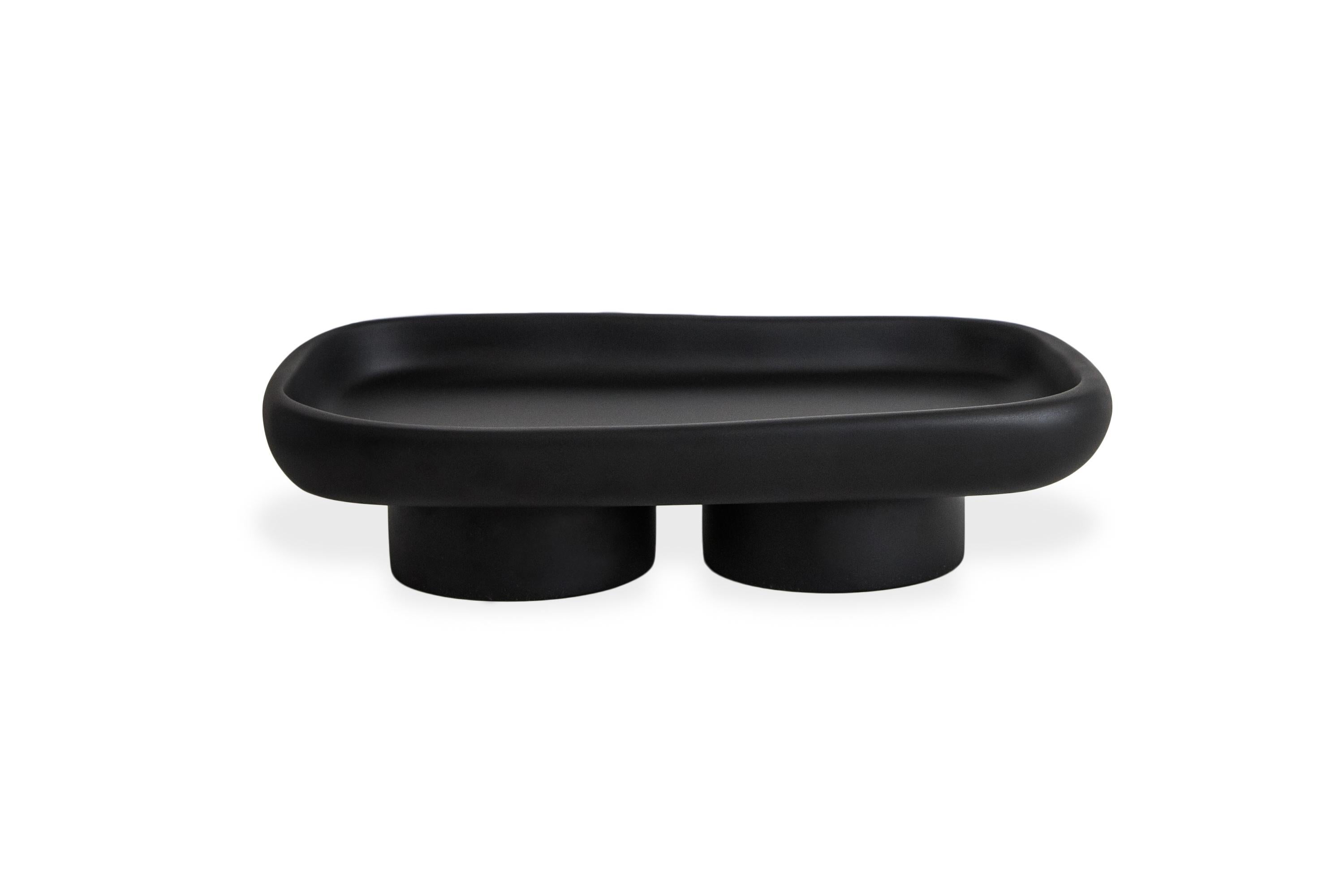black pedestal tray