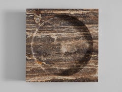 Contemporary Square Black Travertine Block Big Poche Rond by Henry Wilson