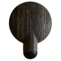 Contemporary Black Travertine Surface Wall Sconce by Henry Wilson