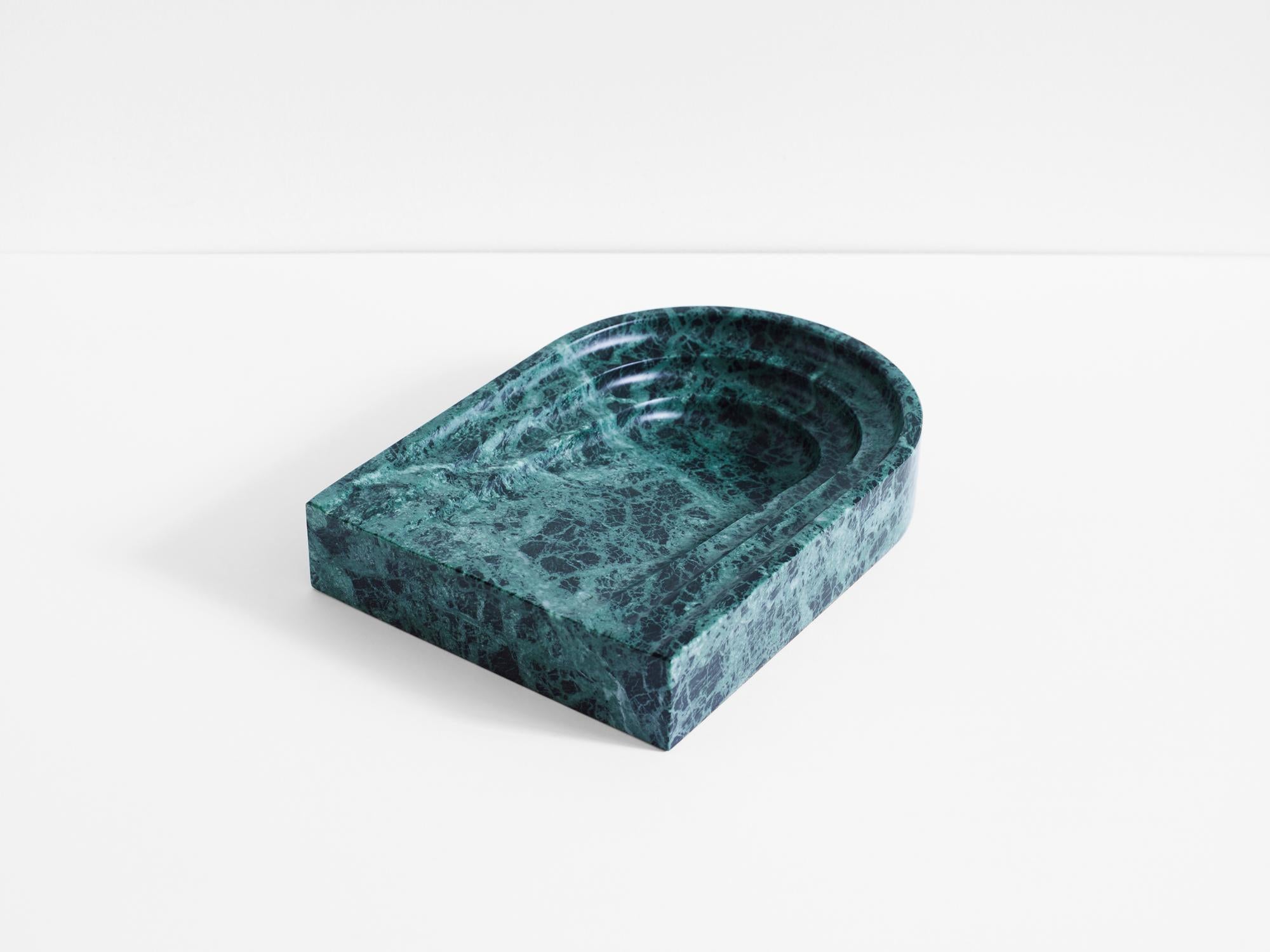 Black Travertine Block Thoronet Dish by Henry Wilson In New Condition For Sale In Geneve, CH