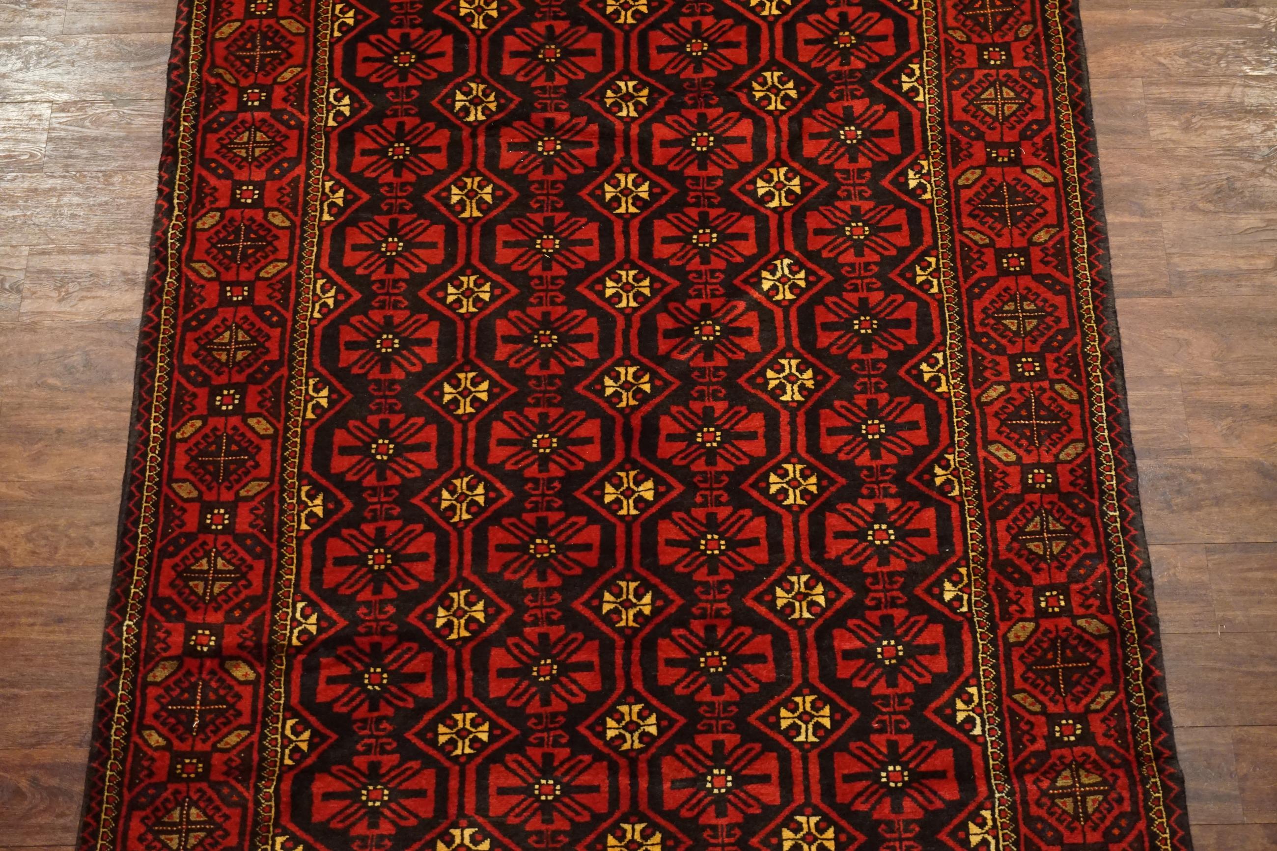 Hand-Knotted Black Tribal Persian Baluchi Gallery Runner, circa 1900 For Sale