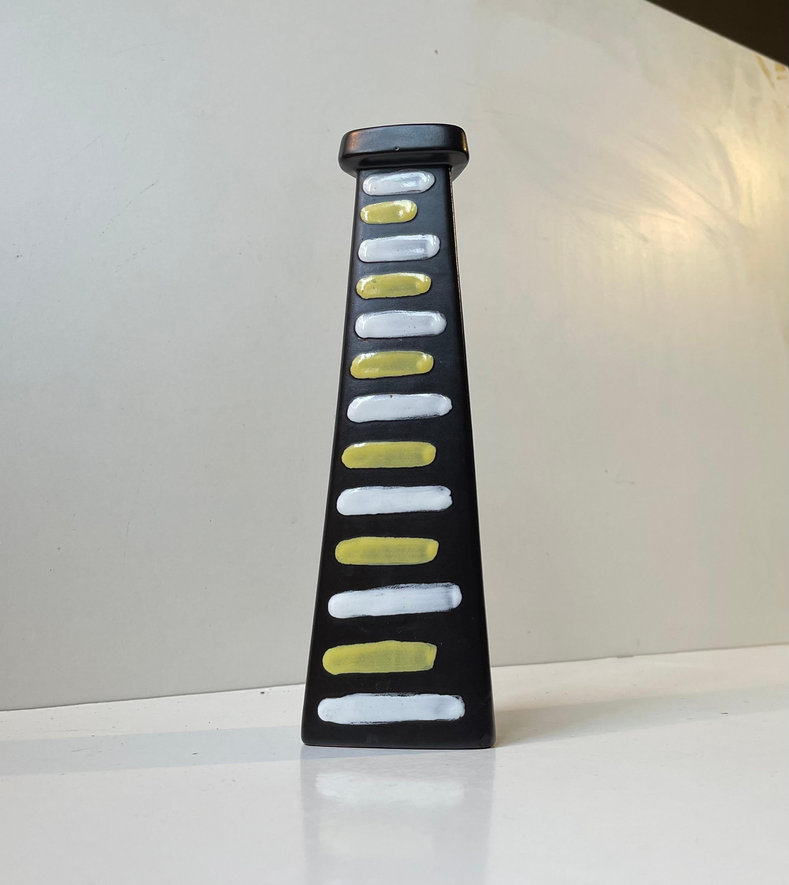 Schwarze Trio-Keramikvase von Hjördis Oldfors für Upsala Ekeby, 1950er Jahre (Moderne der Mitte des Jahrhunderts) im Angebot