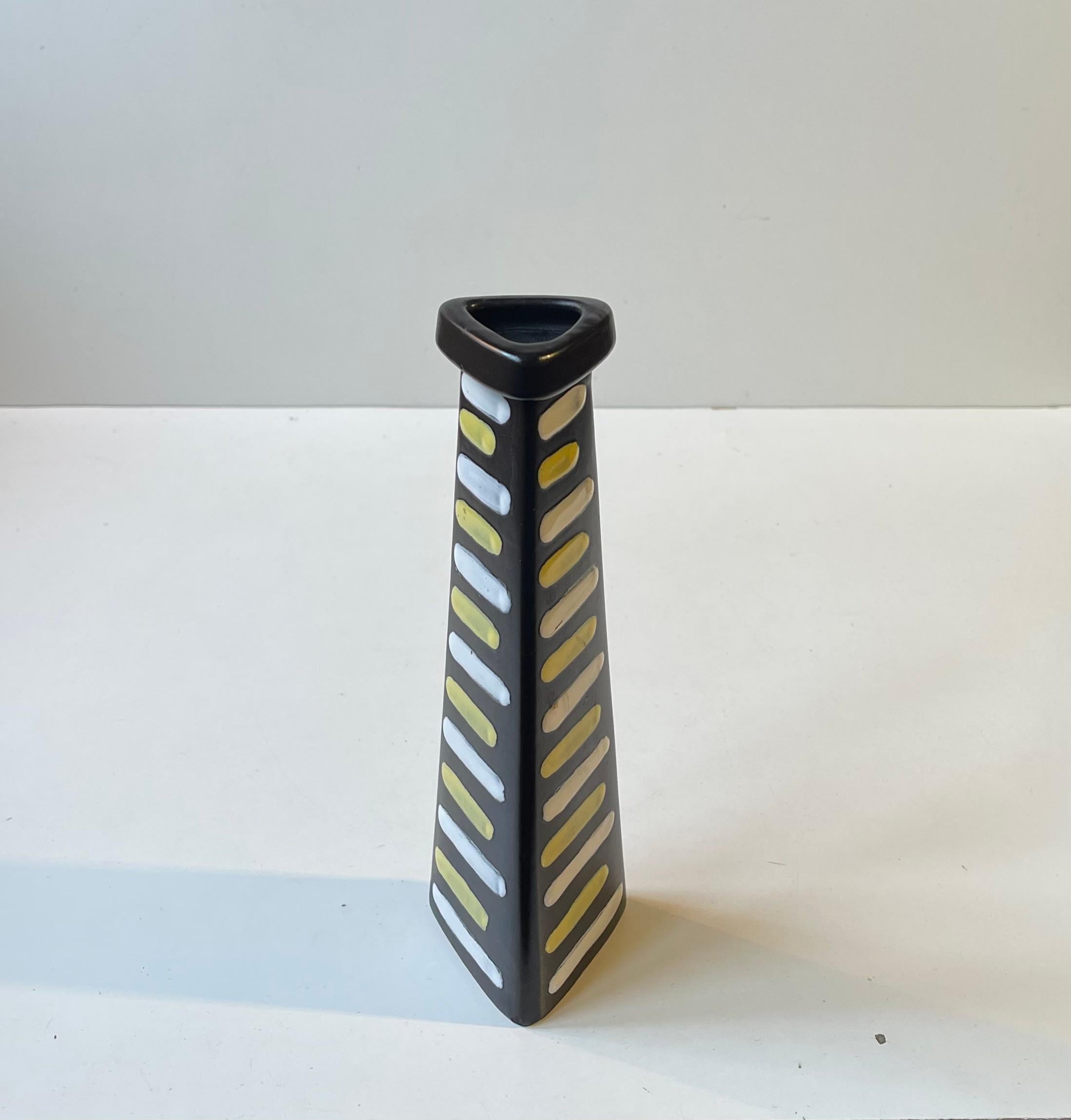 Schwarze Trio-Keramikvase von Hjördis Oldfors für Upsala Ekeby, 1950er Jahre (Schwedisch) im Angebot