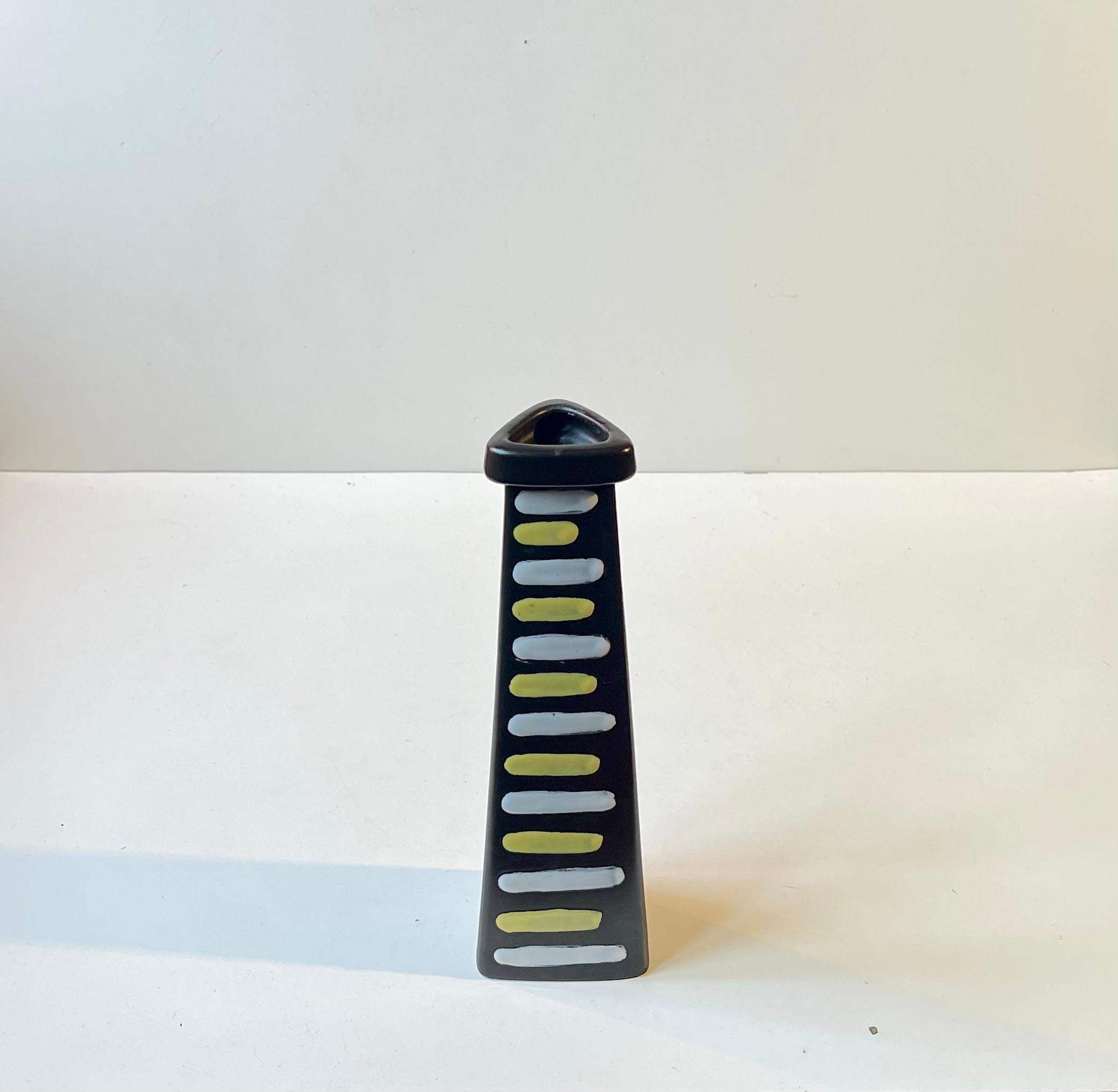 Schwarze Trio-Keramikvase von Hjördis Oldfors für Upsala Ekeby, 1950er Jahre (Glasiert) im Angebot