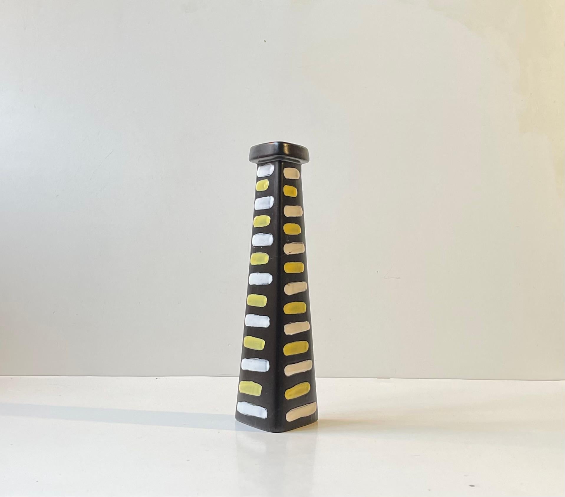 Schwarze Trio-Keramikvase von Hjördis Oldfors für Upsala Ekeby, 1950er Jahre im Zustand „Gut“ im Angebot in Esbjerg, DK