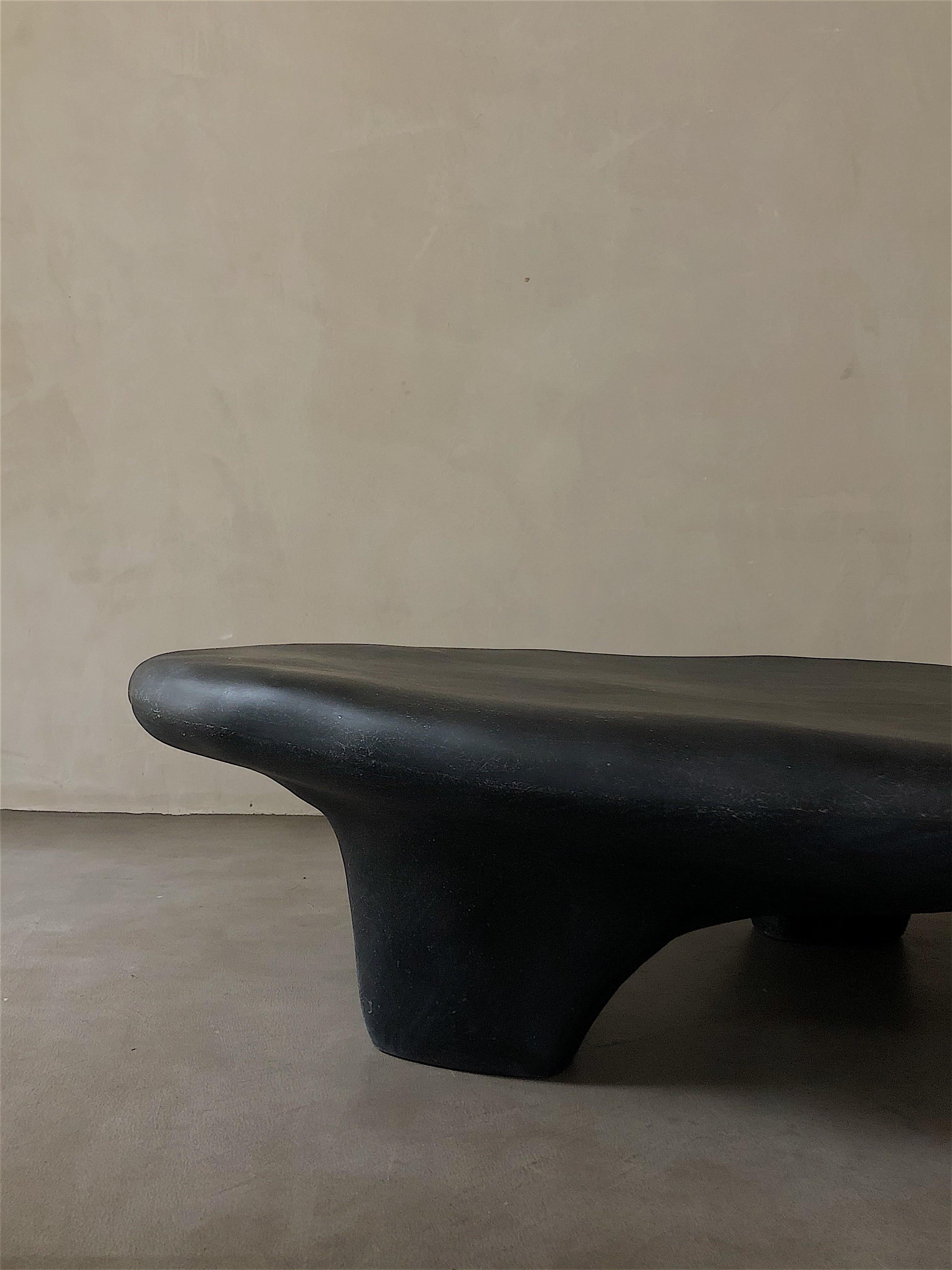 Chinese Black Tripod Coffee Table by Karstudio For Sale