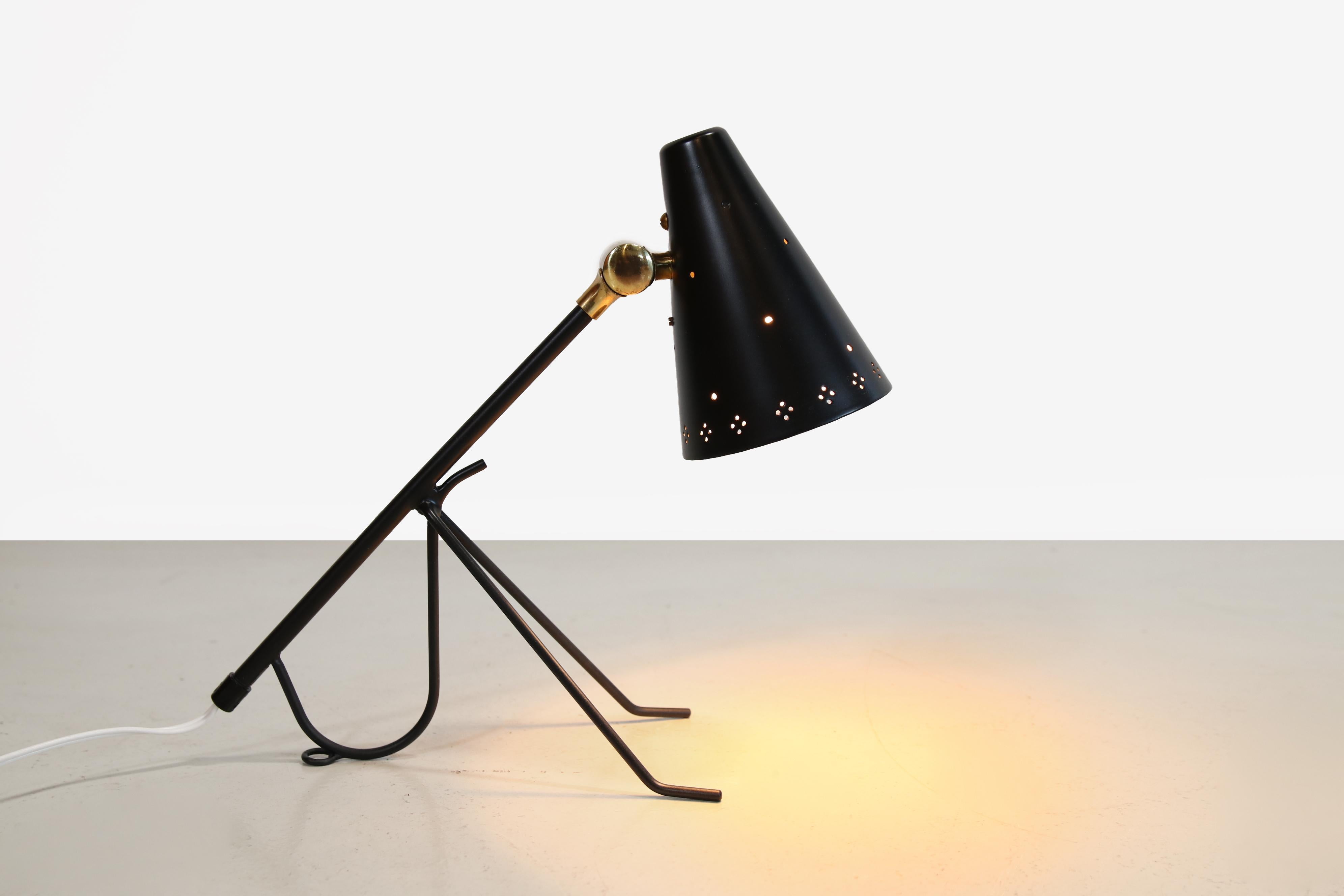 Danish Black tripod table lamp from Falkenbergs Belysning For Sale