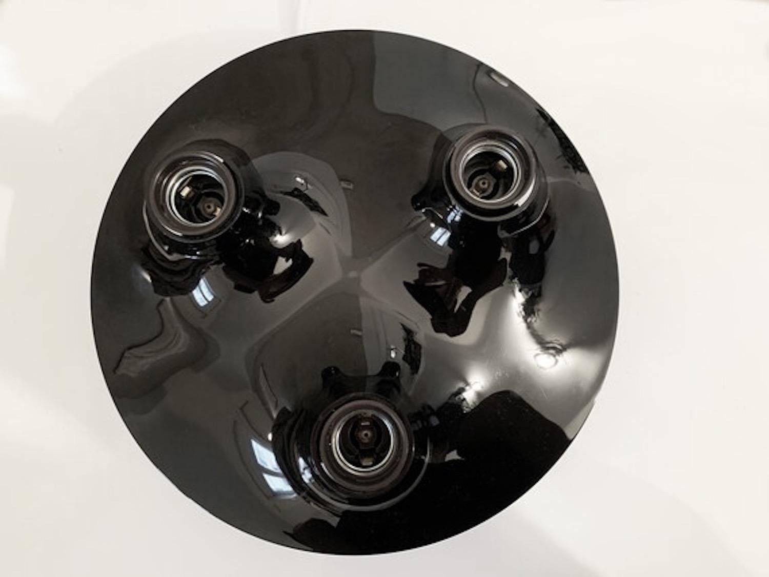 Black Triteti Flush Fixture, Ceiling or Wall, Vico Magistretti, Artemide, 1967 In Good Condition In Brooklyn, NY