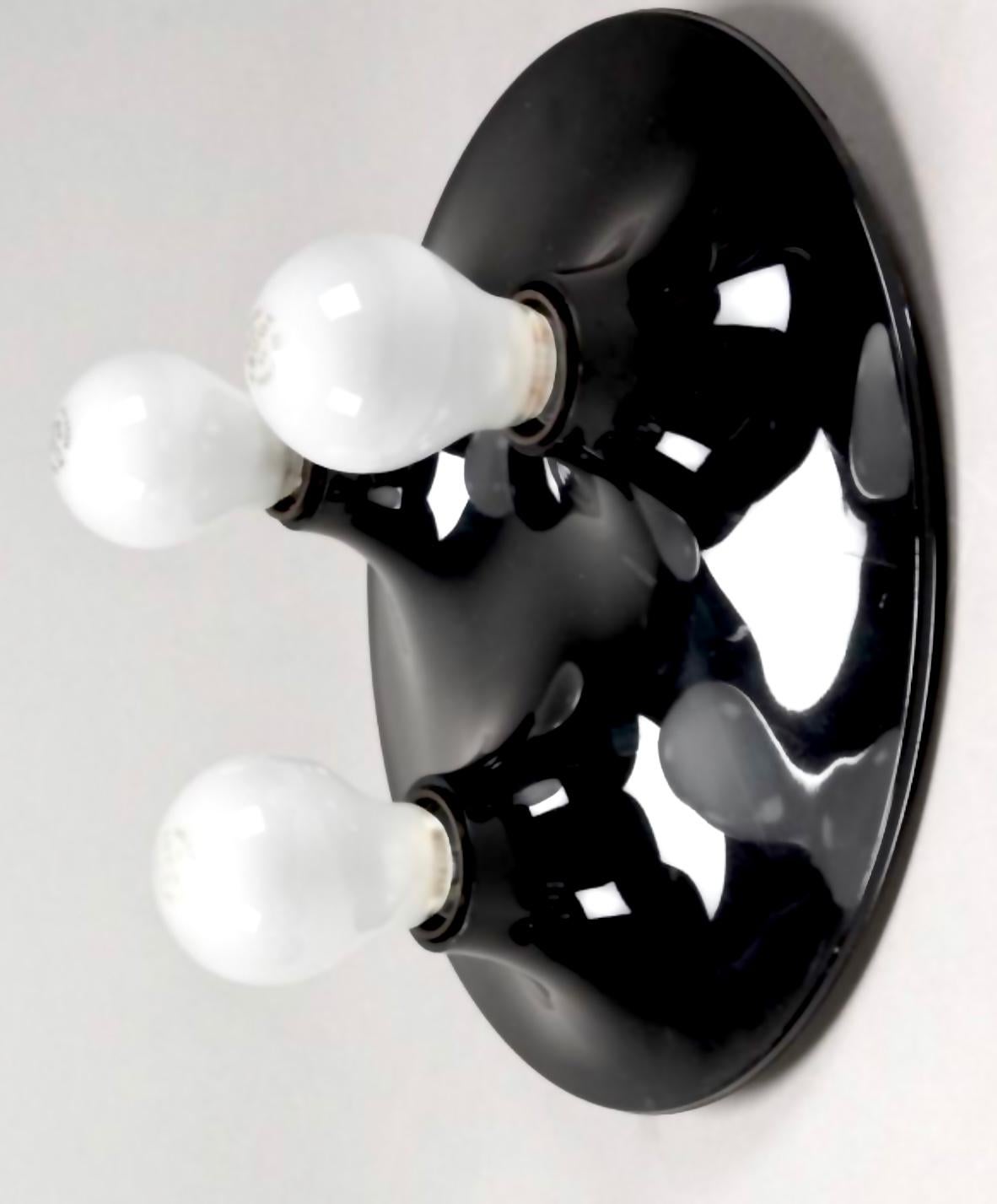 Plastique Luminaire encastré Triteti noir, plafond ou mur, Vico Magistretti, Artemide, 1967 en vente