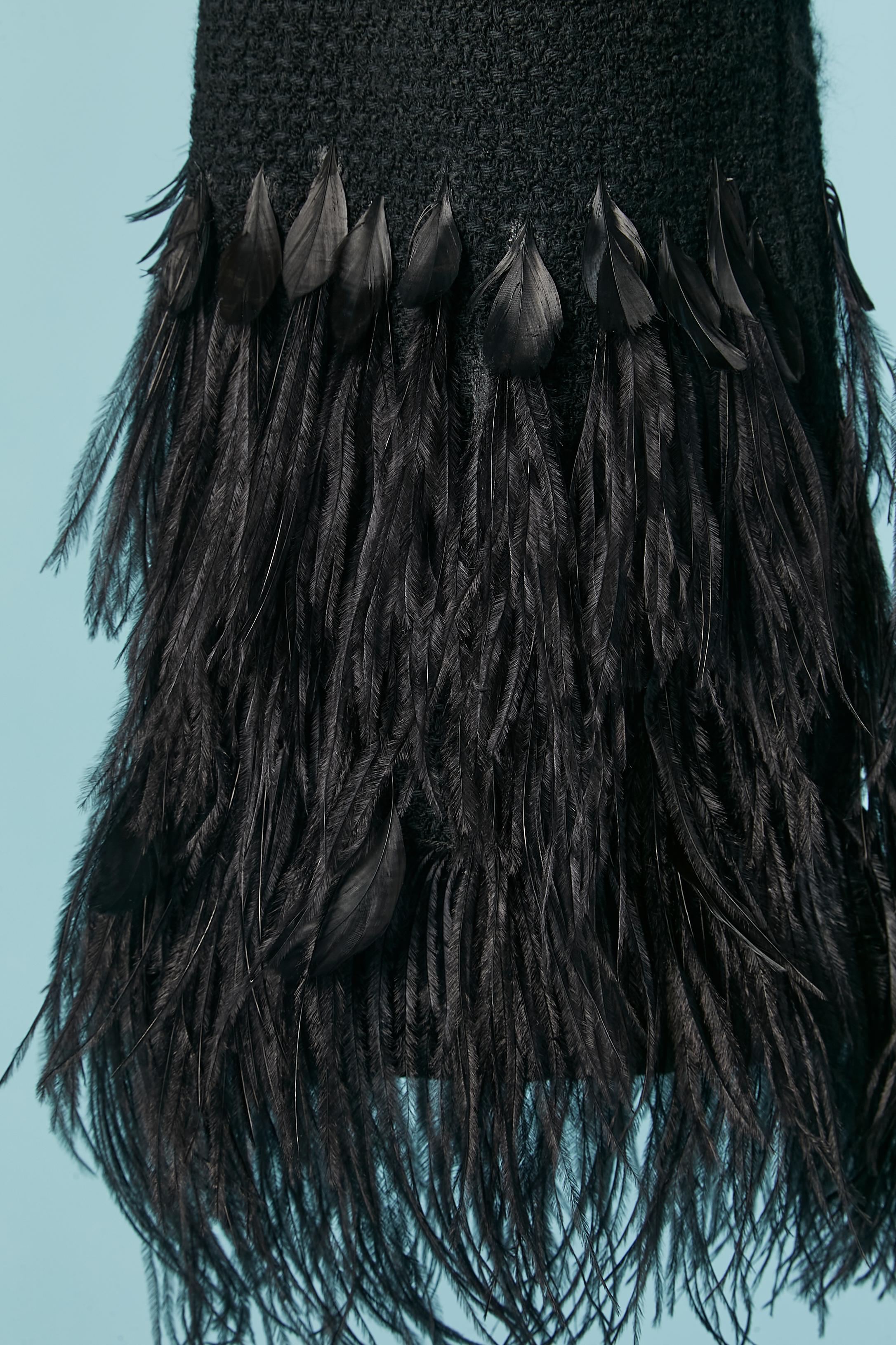 Black trouser with black ostrich feather edge Alberta Ferretti In Excellent Condition For Sale In Saint-Ouen-Sur-Seine, FR