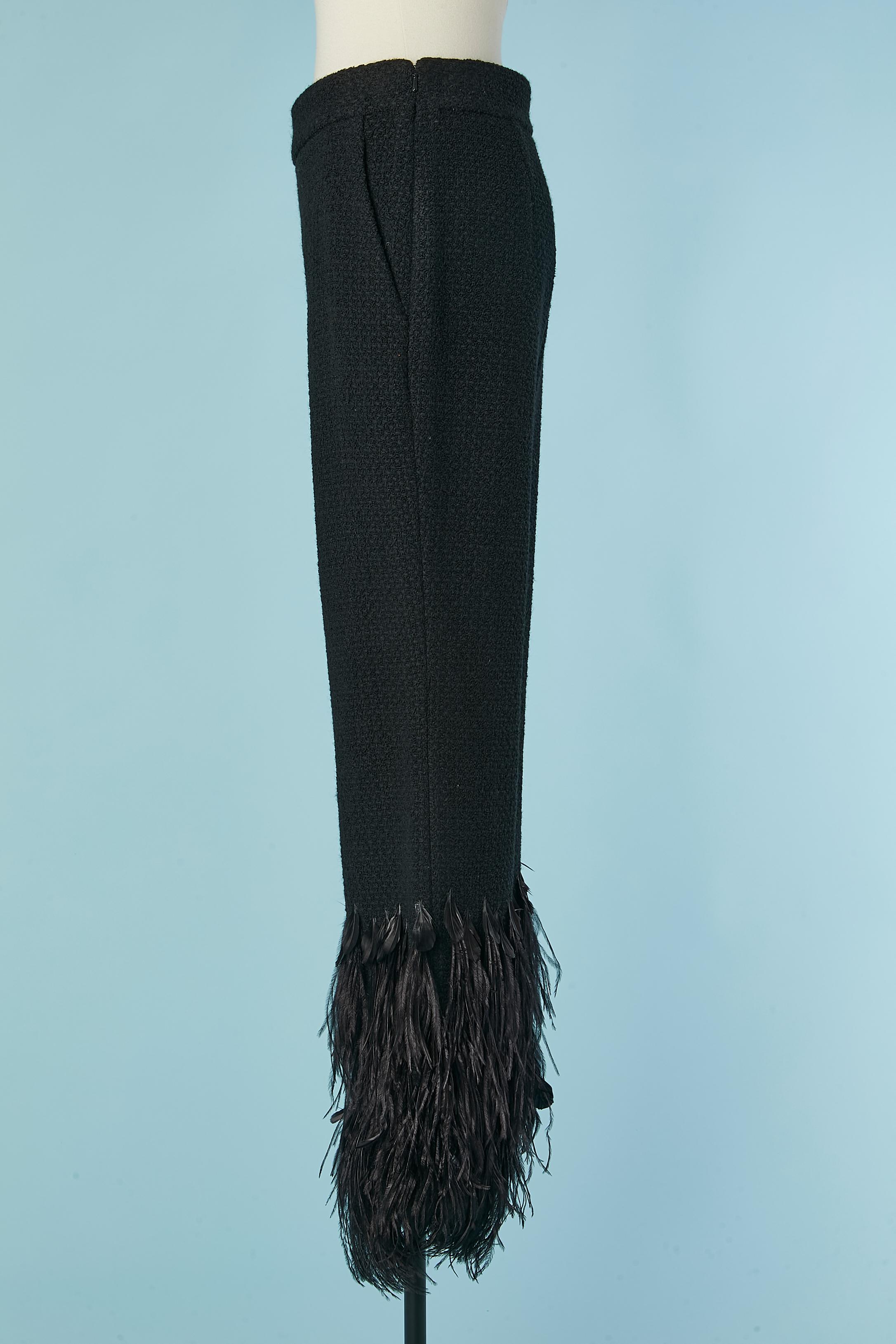 Women's Black trouser with black ostrich feather edge Alberta Ferretti For Sale