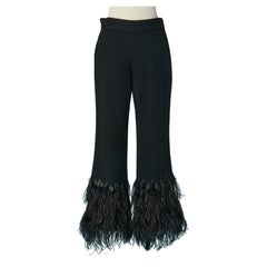 Black trouser with black ostrich feather edge Alberta Ferretti
