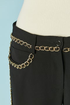 Black trouser with gold metal chain embellishment MOSCHINO COUTURE