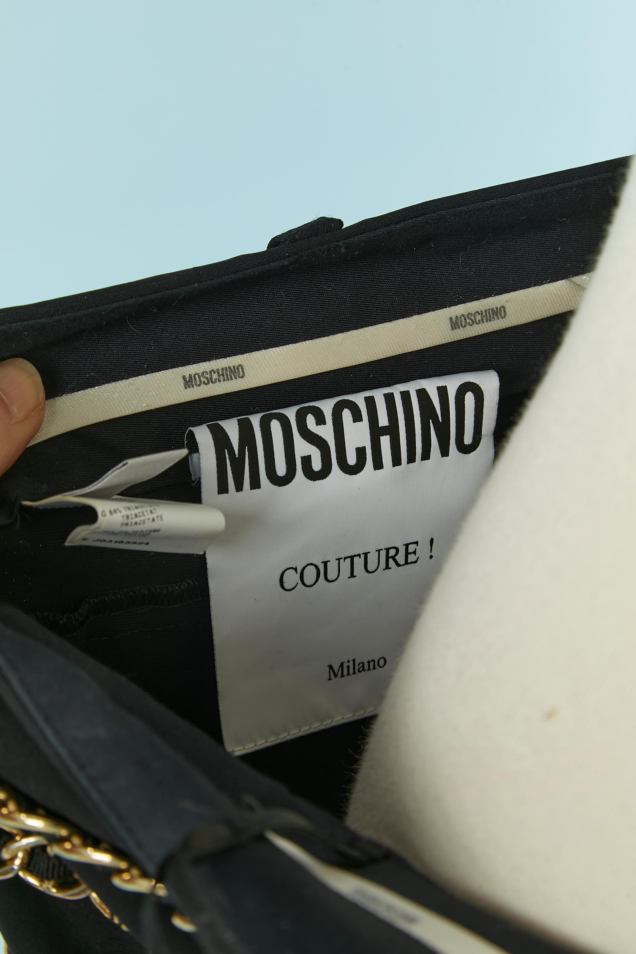 Black trouser with gold metal chain embellishment MOSCHINO COUTURE For Sale 2