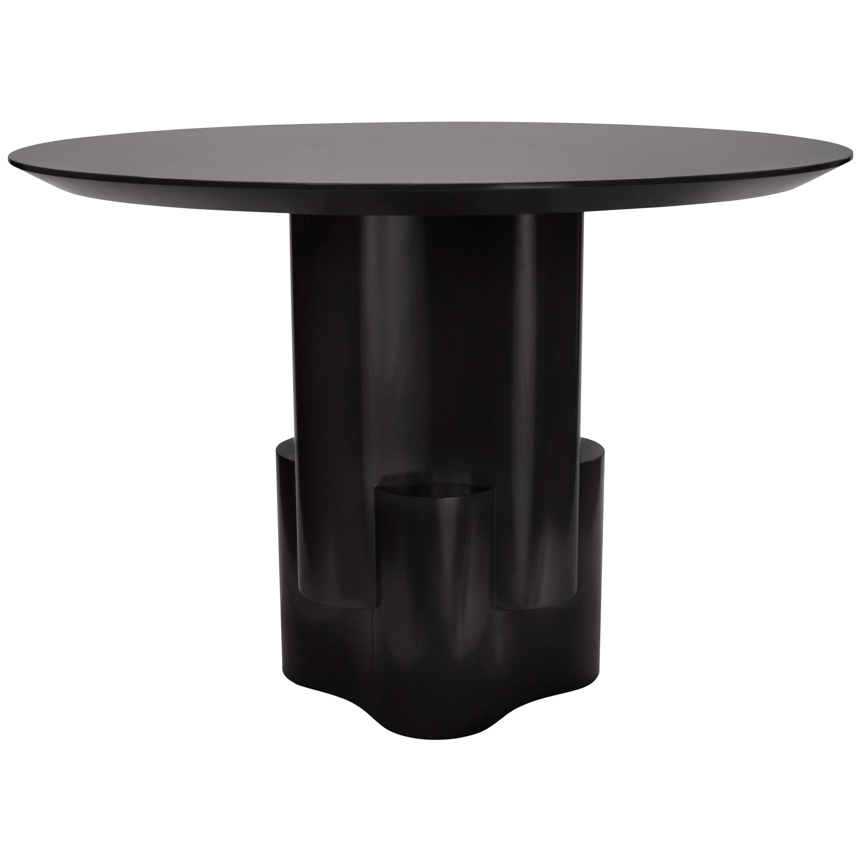 Black Lacquered Tsugime Pedestal Table by Chapter & Verse For Sale