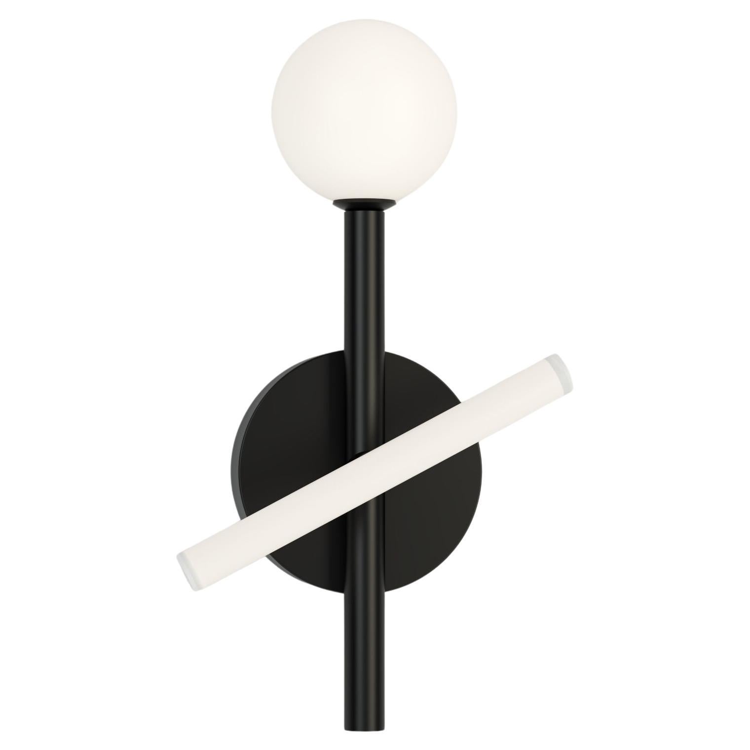 Black Tube and Globe Wall Light by Atelier Areti For Sale