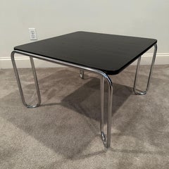 Black & Tubular Chrome Modernist Bauhaus Style Coffee Table After Marcel Breuer
