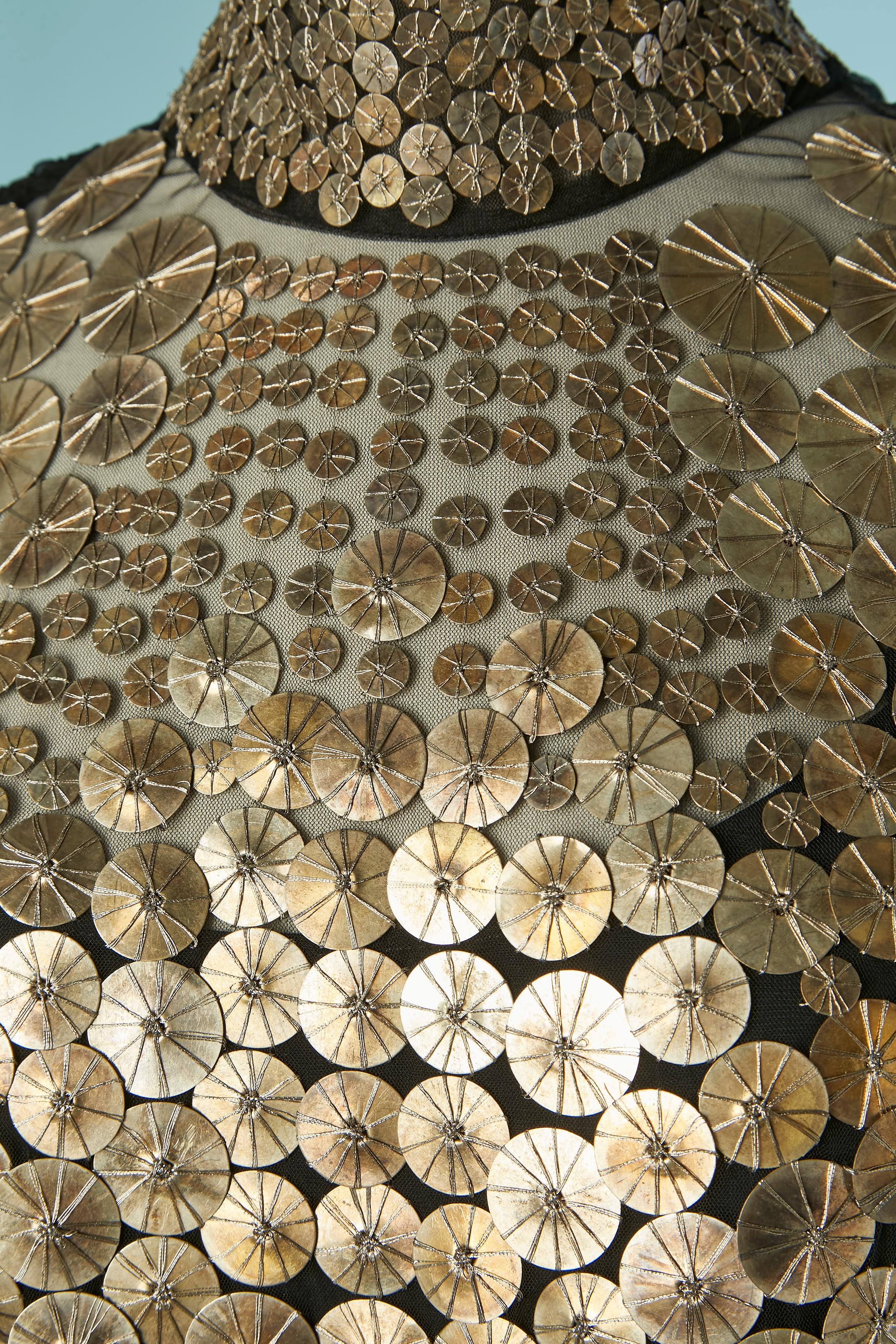 Schwarzer Tüll und goldene Metall-Pailletten-Applikationen ALBERTA FERRETTI im Zustand „Hervorragend“ im Angebot in Saint-Ouen-Sur-Seine, FR